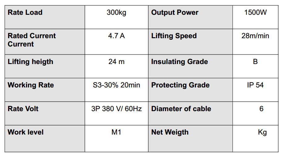 Polipasto Eléctrico KDJ-300F1
